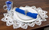 White European Lace and Antique Jacquard Fabric - Peacock Tail Lace Place mat, Doily, End Table Cover
