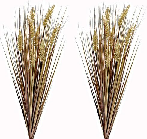 Admired By Nature 28" Artificial Wheat Grain Flowers & Grass Bush for Home Kitchen Office Wedding Fall Décor, Gold