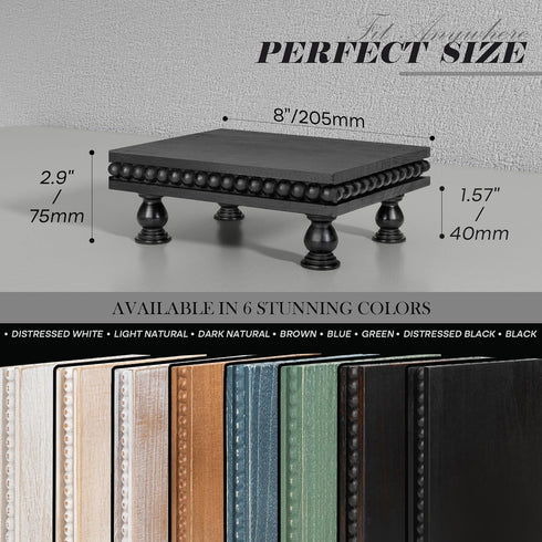 EOSAHR Pine Wood Display Riser for Room Decor Farmhouse Pedestal Stand with Beaded Edge for Apartment Essentials, Small