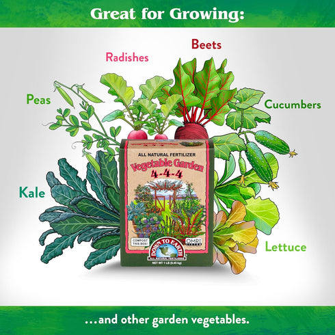 4-4-4, 1 lb Down To Earth All Natural Fertilizers Organic Vegetable Garden - Plant Food for Vegetables, Herbs, Greens