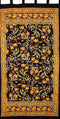 India Arts French Floral Tab Top Curtain Drape Panel, Cotton 44" x 88" Amber Black