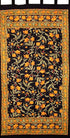 India Arts French Floral Tab Top Curtain Drape Panel, Cotton 44" x 88" Amber Black