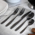 MegaChef La Vague 20 Piece Flatware Utensil Set, Stainless Steel Silverware Metal Service for 4 in Matte Black