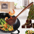FJNATINH Wooden Wok Spatula Ladle Tool Set, 14-inch Long Handle Teak Spatula