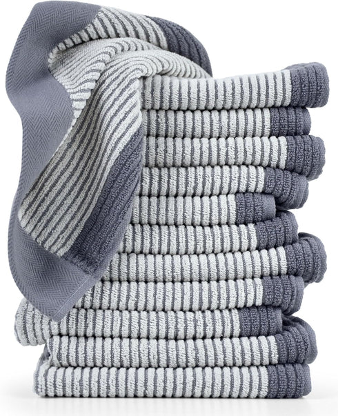 Cleanbear Wash Cloths for Showering, 12 Washcloths with Stylish Jacquard Weaved Design,