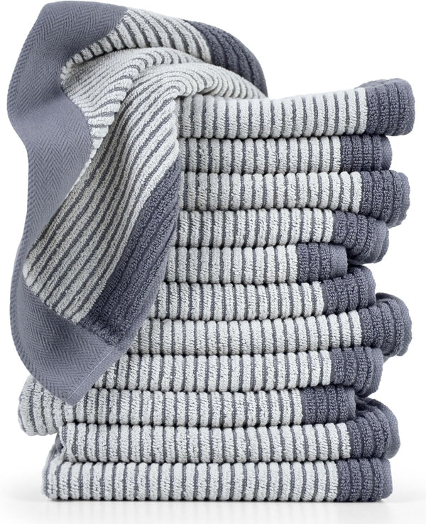 Cleanbear Wash Cloths for Showering, 12 Washcloths with Stylish Jacquard Weaved Design,