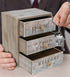 CoTa Global Driftwood 3 Drawer Storage Organizer, 3-Tier Wood Organizer for Bathroom, Office, and Vanity - 10.5 Inches