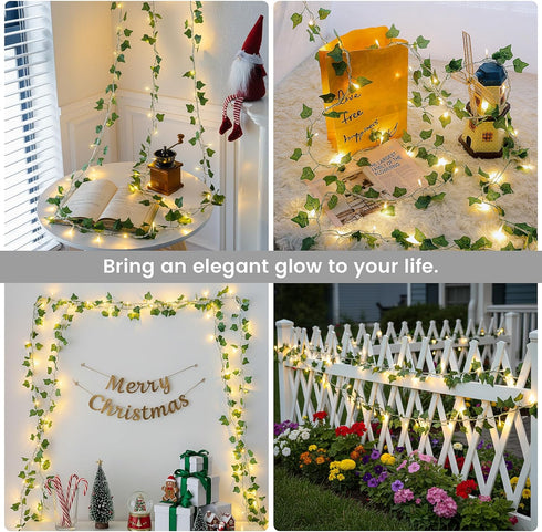 23 73 Vine with Fairy Lights, FT LED Ivy Leaf Lights Indoor Plug in, Fake Vine String Lights for Bedroom, Dorm, Wall