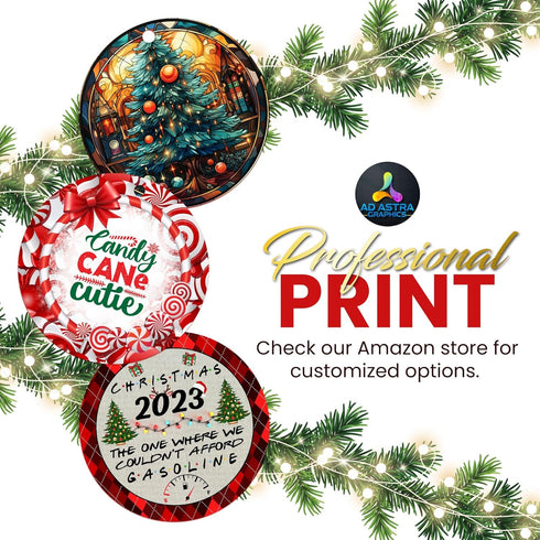 3D Cute Cat in Santa Hat with Presents Christmas Ornament - Fun 2023 Xmas Tree Decoration - 3" Round PVC Ornament