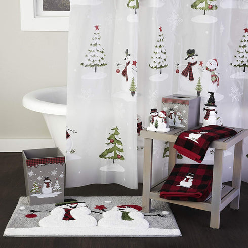 SKL Home Christmas/Gift Woodland Winter Snowman Bath Towel, Red