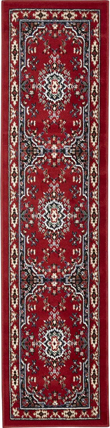Home Dynamix Premium Sakarya Traditional Medallion Border Area Rug, Claret, 1'9"x7'2"