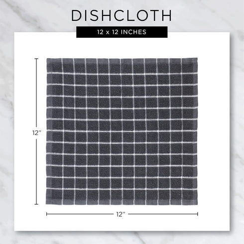 DII Aqua Basic Terry Collection Windowpane Dishcloth Set, 12x12, 6 Piece