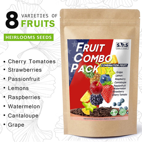 1300+ Pack, 8 Summer Seeds Fruit Variety Grow Juicy Fruits Tomatoes, Melons, Berries & More, Heirloom Starter Kit