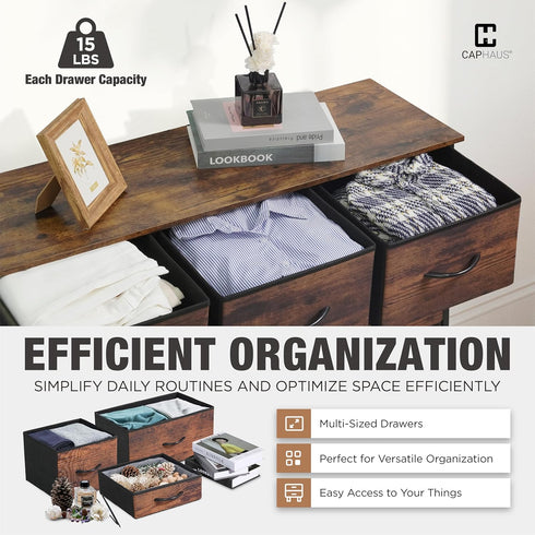 Set 2 2 2 P2 CAPHAUS of Drawer Storage Tower w/ Fabric Bins, Nightstand w/ Drawers, Sorting Unit, Chest of Drawers