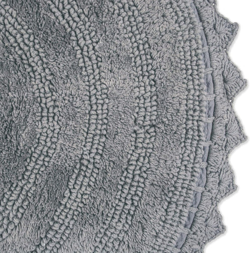 DII Crochet Collection Reversible Bath Mat, Round, 27.5" Diameter, Gray