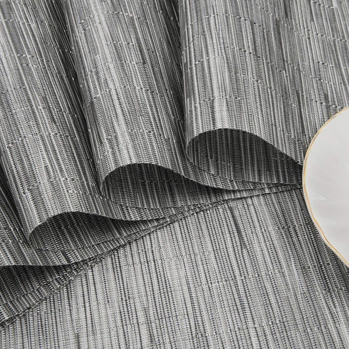 SHACOS Small Round Table Placemats Set of 4 - Wedge Placemats, Heat Resistant Woven Vinyl Table Mats (Silver Gray)