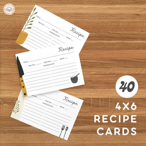 40 Recipe Cards for Recipe Box Boho Kitchen Recipe Cards in 3 Designs, Recipe Cards for Weddings or Bridal Showers, New Homeowner Gift by Two Poodle Press