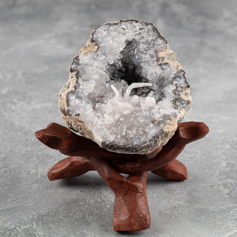 2 4" 6" Wish Well Piece Wooden Tripod Stand - & Hand-Carved Room Decor Holder ~ Ideal for Abalone Shell, Decorative
