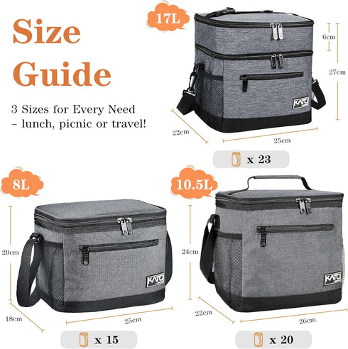 Tirrinia Insulated Lunch Box for Men/Women, Leakproof Lunch Bag for School Work, Charcoal Soft Cooler