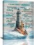 Lighthouse Wall Art Nautical Decor - Christian Scriptures Canvas Painting, 12"x 16"