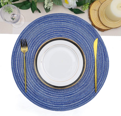 SHACOS Round Braided Placemats, 15 inch Set of 6 Washable Kitchen Table Placemats for Home Wedding Party