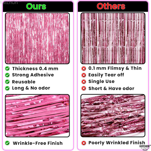 KatchOn Pink Streamers for Pink Party Decorations - XtraLarge 3.2x8 Feet, Pack of 2 for Birthday, Bachelorette, Baby