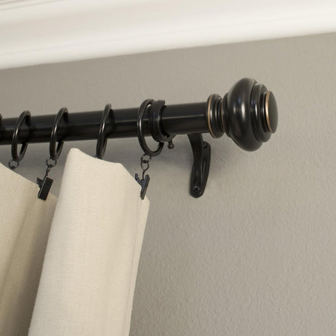 Decopolitan 1-Inch Urn Single Window Treatment Rod Set, 18 to 36-Inch, Antique Bronze