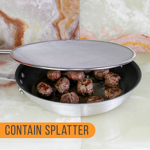 U.S. Kitchen Supply Stainless Steel Splatter Guard 13" Fine Mesh Cover for Frying Pan & Cooking Pots