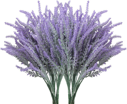 10 Bundles Fake Flowers, Artificial Lavender Faux Plastic Plants for Home Decor, Wedding, Kitchen, Garden