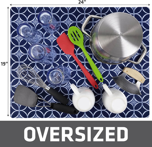 Drymate XL Dish Drying Mat, Oversized (19”x24”), Super Absorbent, Quick Dry Fabric, Waterproof & Slip-Resistant