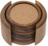 Lipper International Acacia Round with Cork Coasters and Caddy - 7-Piece Set