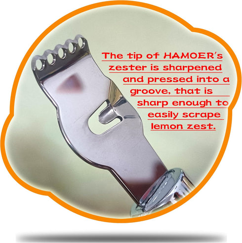 Grater Citrus Slicer with Channel Knife, Stainless Steel, Non-slip Rubber Handle, 2-pcs Multi-tool Set