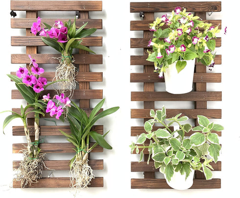 ShopLaLa Wall Planter - 2 Pack Wooden Hanging Planter for Indoor Plants