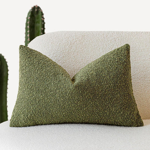 Foindtower Textured Boucle Throw Pillow Covers Accent Solid Lumbar Pillow Cases Cozy