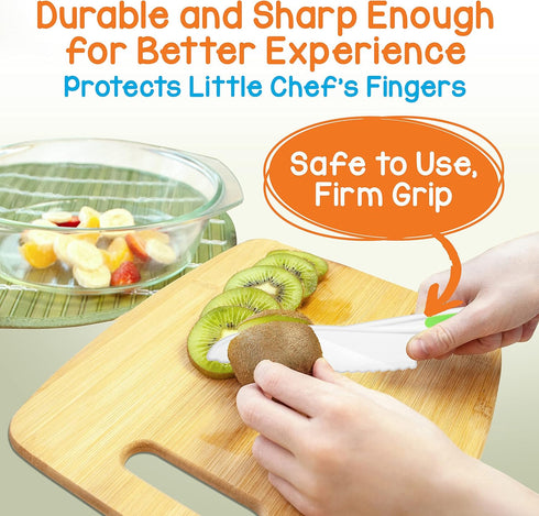NutriChef 3-Piece Nylon Kitchen Baking Knife Set - Safe Children's Cooking Knives with Firm Grip and Serrated Edges
