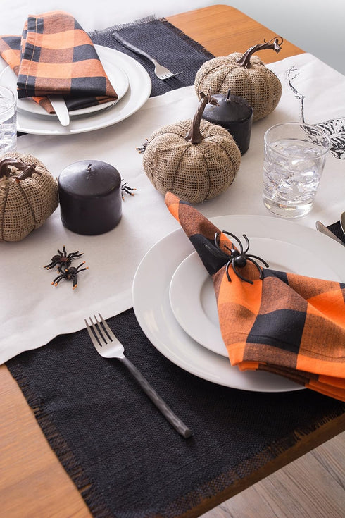 DII Solid Black Jute Burlap Placemat Set, 13x19, 6 Count