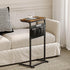 LET501R C Shaped End Table, Side Table for Sofa, Small TV Tray, Couch Table with Storage Bag for Small Space, Living