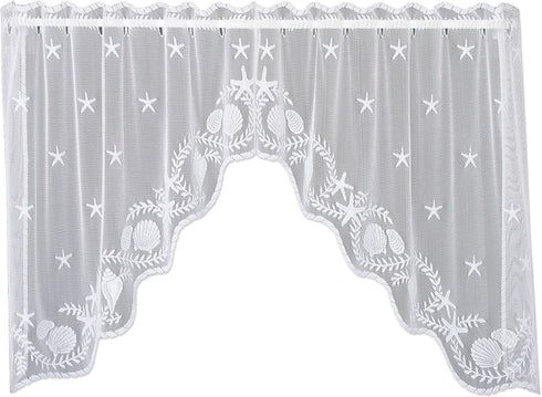 Heritage Lace White Tidepool Swag Pair - 72"X36"