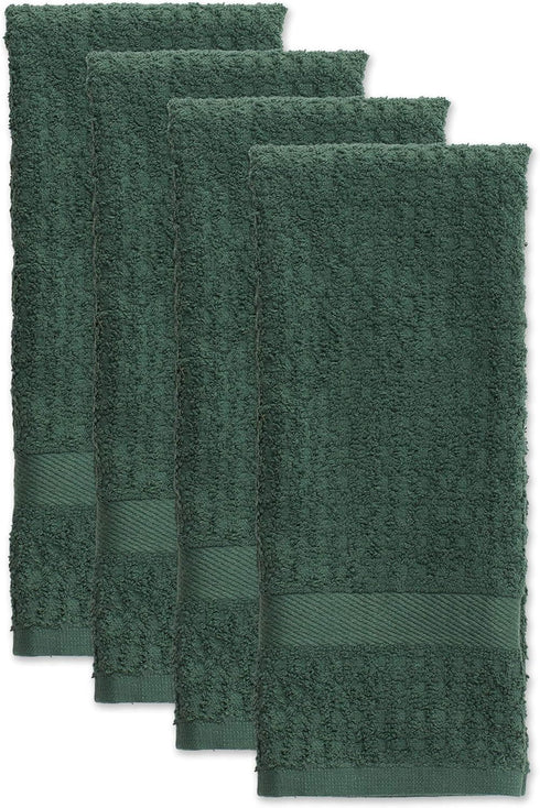 DII Basic Terry Collection Waffle Dishtowel Set, Solid Dark Green, 15x26, 4 Piece