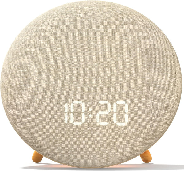HOUSBAY Alarm Clock Sound Machine with Bluetooth Speaker - Room-Filling Sound, White