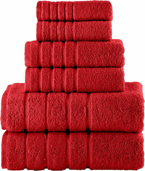 Elegant Comfort 4 Lines Viscose Stripe 6-Piece Premium Towel Set - 100%