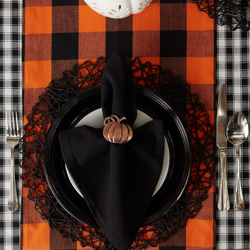 DII Buffalo Check Collection Classic Farmhouse Table Runner, Orange & Black, 14x72
