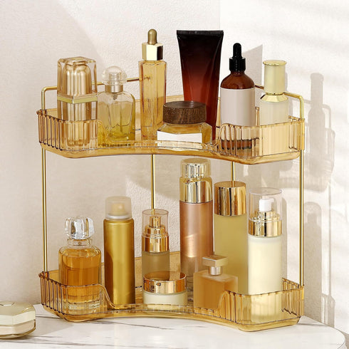 Corner Bathroom Counter Organizer Bathroom Countertop Shelf Makeup Organizer for Vanity Perfume