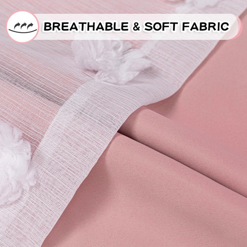 84 Inches Grommet 52 84 Inch MYSKY HOME Pink Curtains for Girls Bedroom Long Blackout Nursery Curtains Double Layer Pom