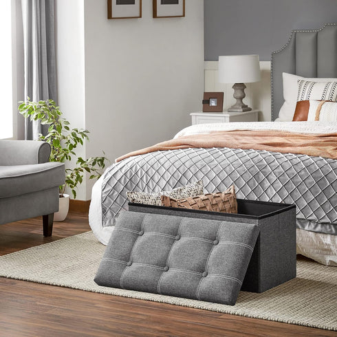 30 Inches 21 660 lb, ULSF001G01 SONGMICS Mazie Collection - Ottoman Storage Bench, Gal. Folding Chest with Breathable