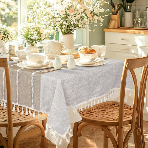 36 36 inch, Summer Boho Small Tablecltoh Square x Spring Linen Table Cover for Round Coffee Table, Nightstand Cover