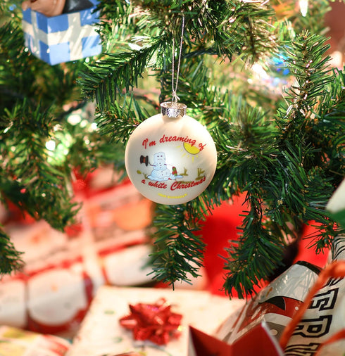 Tree Buddees I'm Dreaming of a White Christmas Funny Melting Snowman Glass Ornament