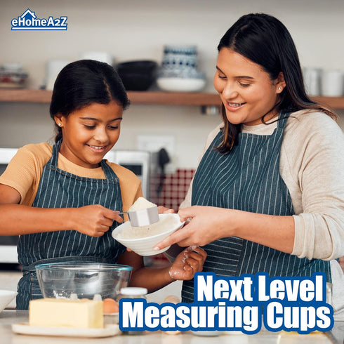 EHOMEA2Z Stainless Steel Measuring Cups Set, 4Pc Metal Culinary Gadgets for Kitchen