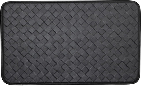 Anti-Fatigue Kitchen Faux Leather Non-Skid Cushioned Comfort Mat, 18" x 30", Diamond Black/Black
