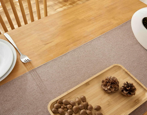Winotic 13 72 Inches (13" 72", Brown Table Runner x Long, Cotton Linen Farmhouse Style Table Linen for Kitchen Dining